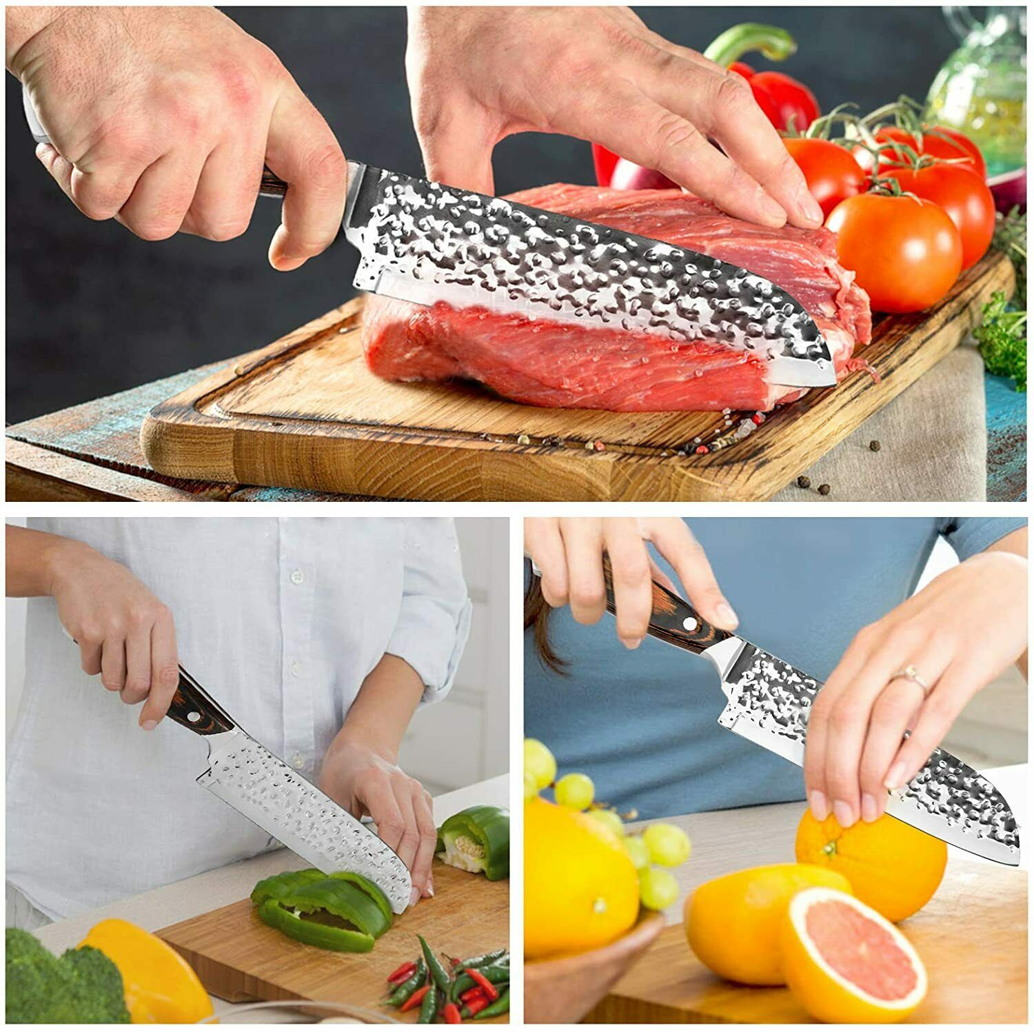 Kitchen Chef Knife Sharp Santoku Knife Stainless Steel Japanese Pakkawood Handle - Fresh Stock Dated January 2026