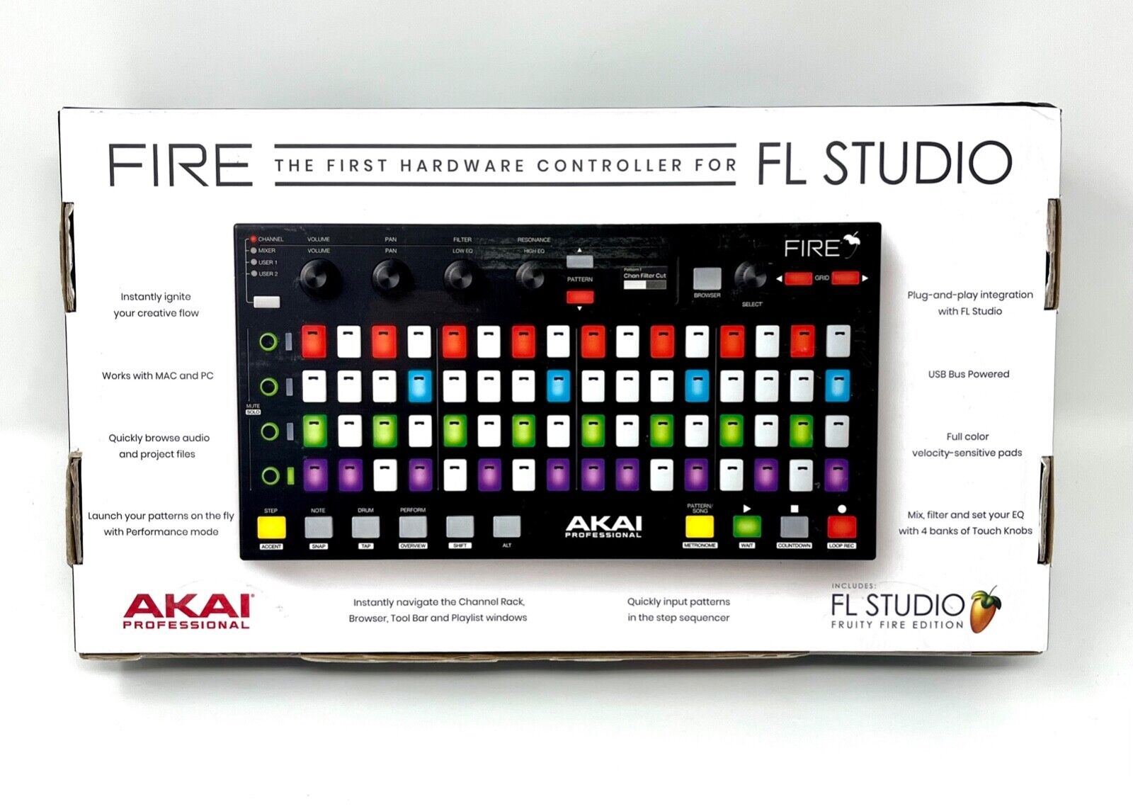 Akai Professional Fire FL Studio Performance USB Controller w/ FL Studio Fruity - Fresh Stock Dated December 2025