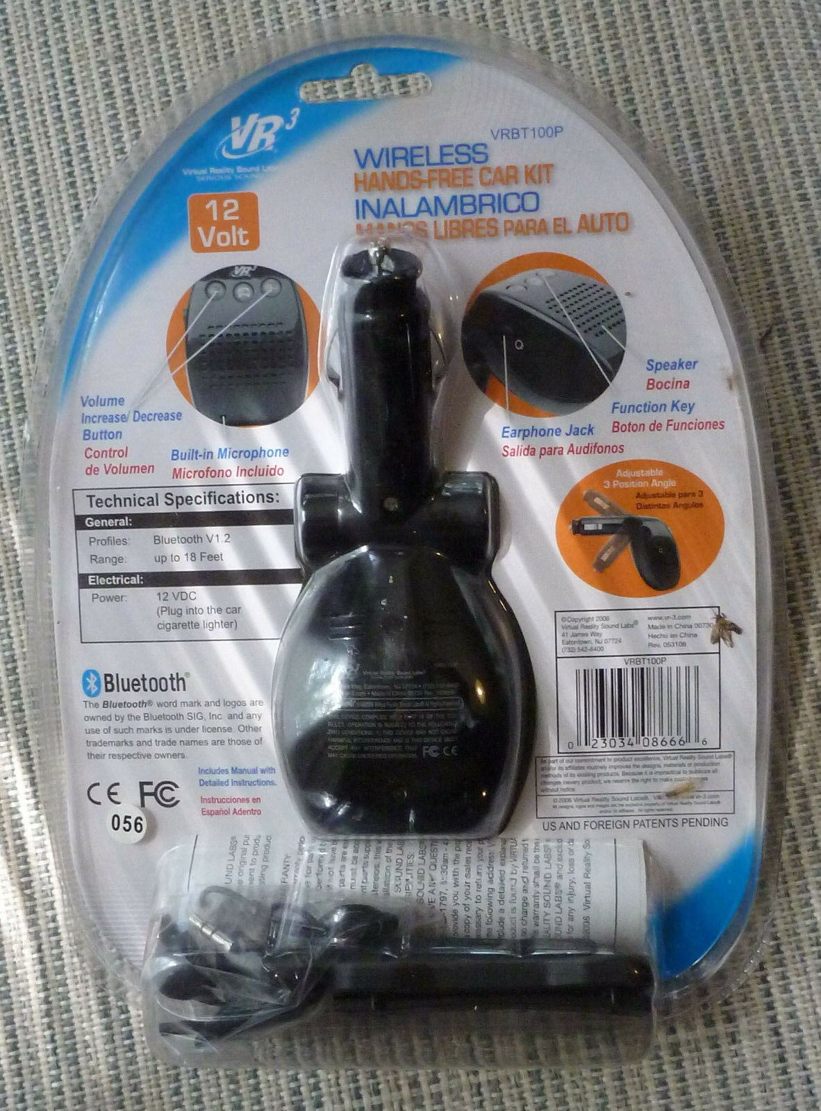 VR3 WIRELESS HANDS FREE CAR KIT BLUETOOTH PHONES A SPEAKER PHONE - Fresh Stock Dated December 2025