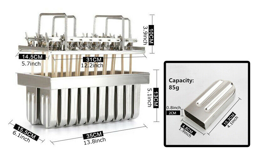 TECHTONGDA 20pcs 85ml Stainless Steel Ice Lolly Mold Ice Cream Making Mold - Fresh Stock Dated February 2026
