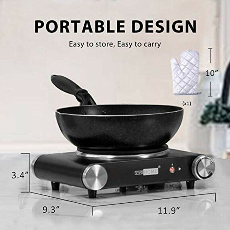 VIVOHOME 1500W Portable Electric Burner Single Hot Plate Adjustable Temperature - Fresh Stock Dated February 2026