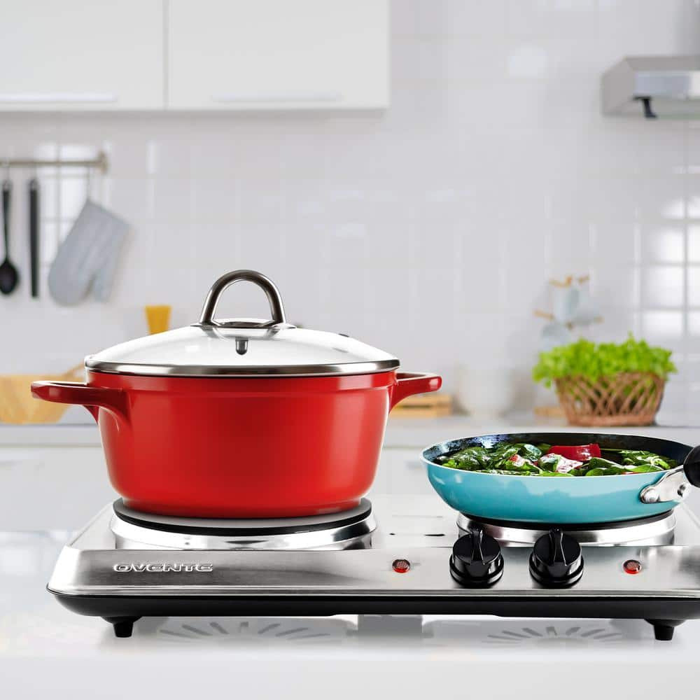 2 Burner 6 In. and 7 In. Stainless Steel Silver Hot Plate - Fresh Stock Dated February 2026