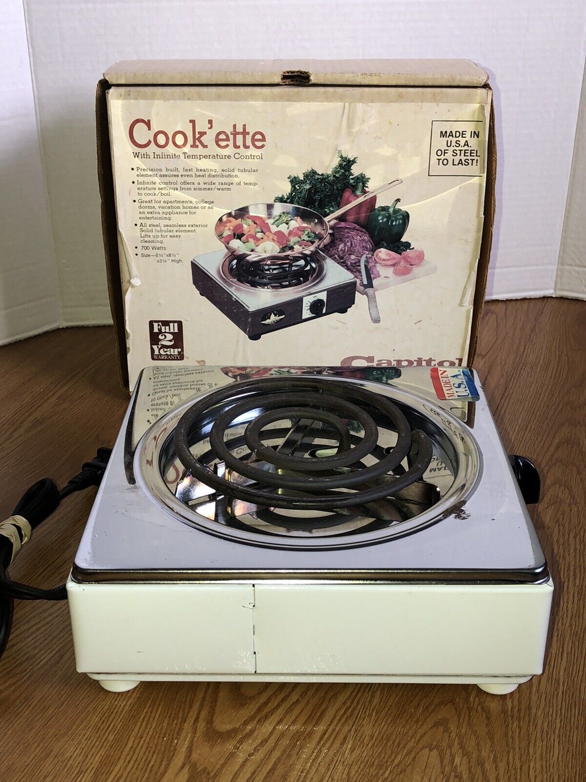 Vintage Capitol Cook’ette Single Burner Electric Stove Hot Plate Made In USA - Fresh Stock Dated February 2026