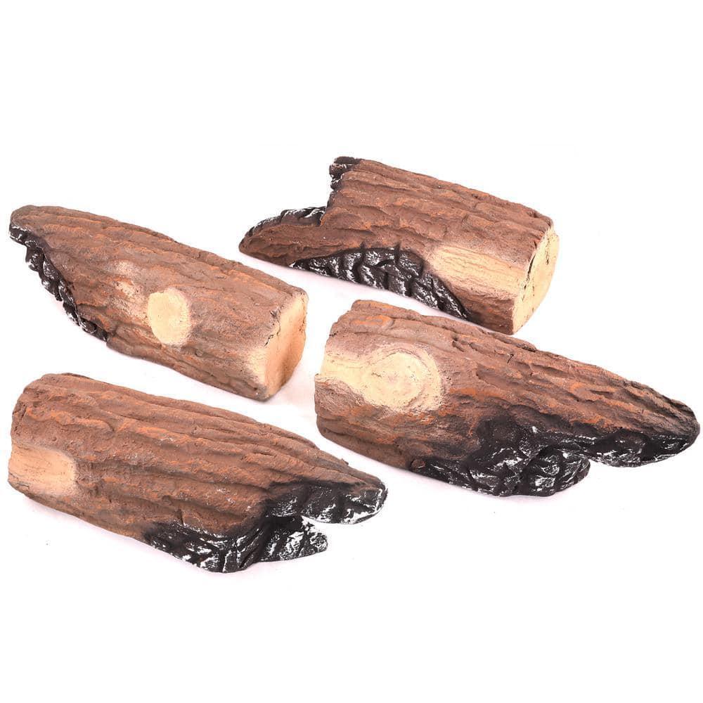 Fireplace Log Set 9-Piece 10 in. Ceramic Decorative Flame Vented Gas Deco Logs - Fresh Stock Dated January 2026