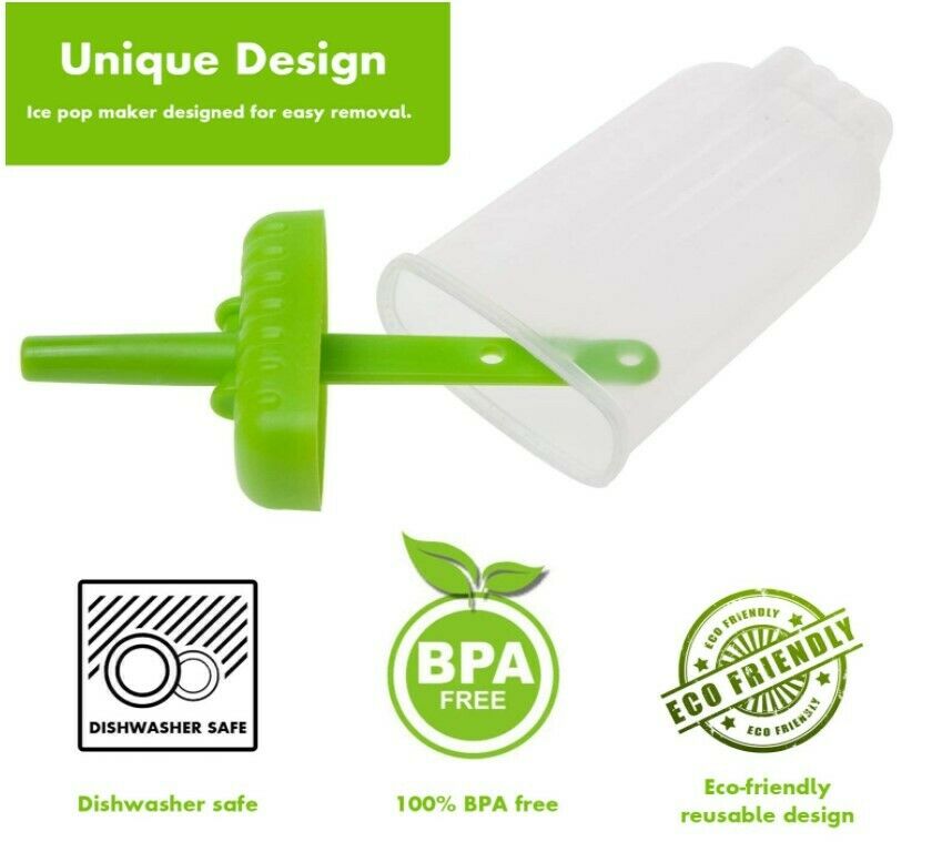 Juego de 6-12 moldes reutilizables de silicona para paletas heladas - Fresh Stock Dated February 2026