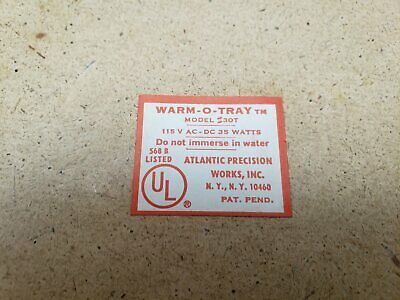 ATLANTIC PRECISION WORKS Electric Food Warmer - Fresh Stock Dated February 2026