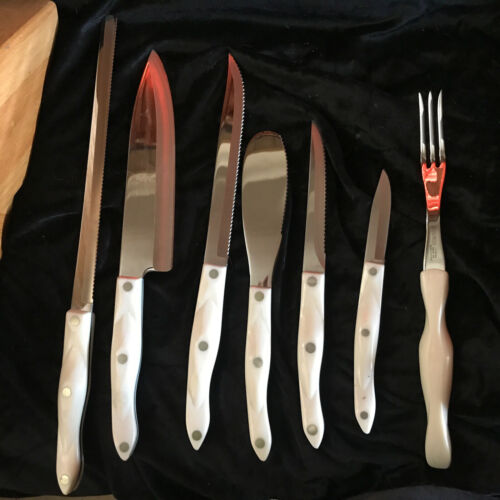 Cutco Knife Set - Pearl White handles 13 Pieces Including Block & 5 Stake Knives - Fresh Stock Dated January 2026