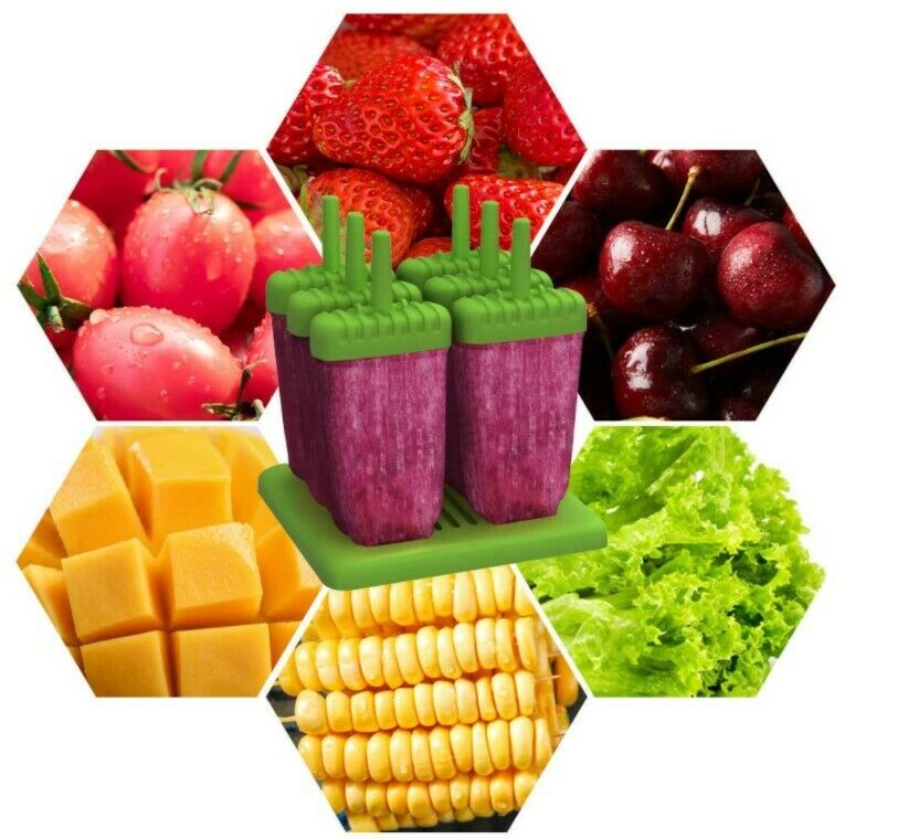 Juego de 6-12 moldes reutilizables de silicona para paletas heladas - Fresh Stock Dated February 2026