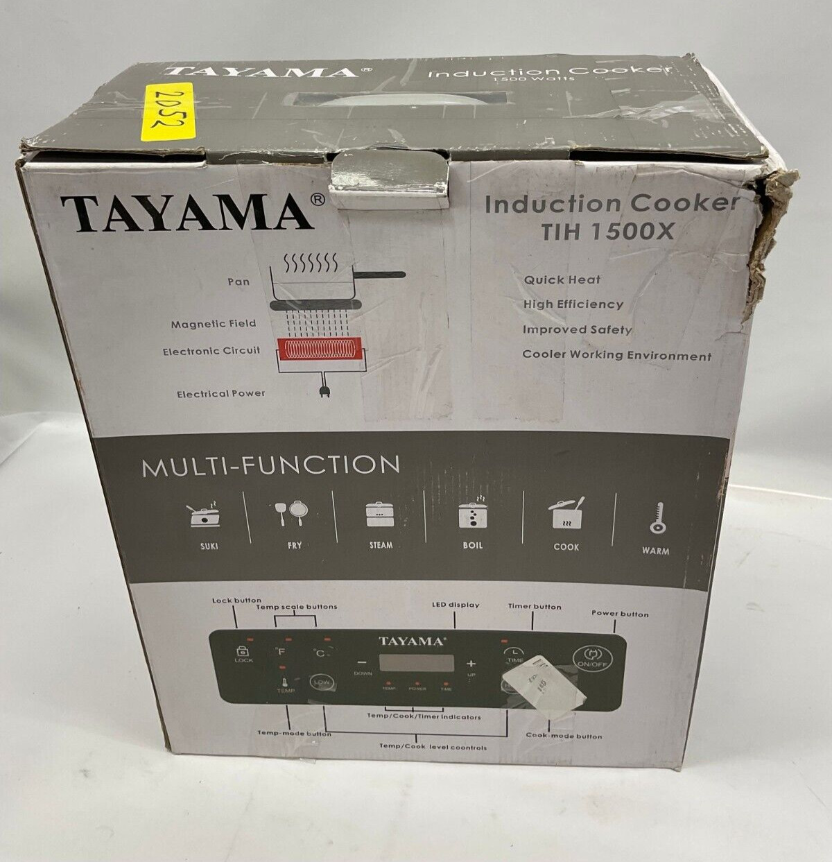 Tayama TIH-1500X Induction Cooker with Cooking Pot, Portable, Black - Fresh Stock Dated February 2026
