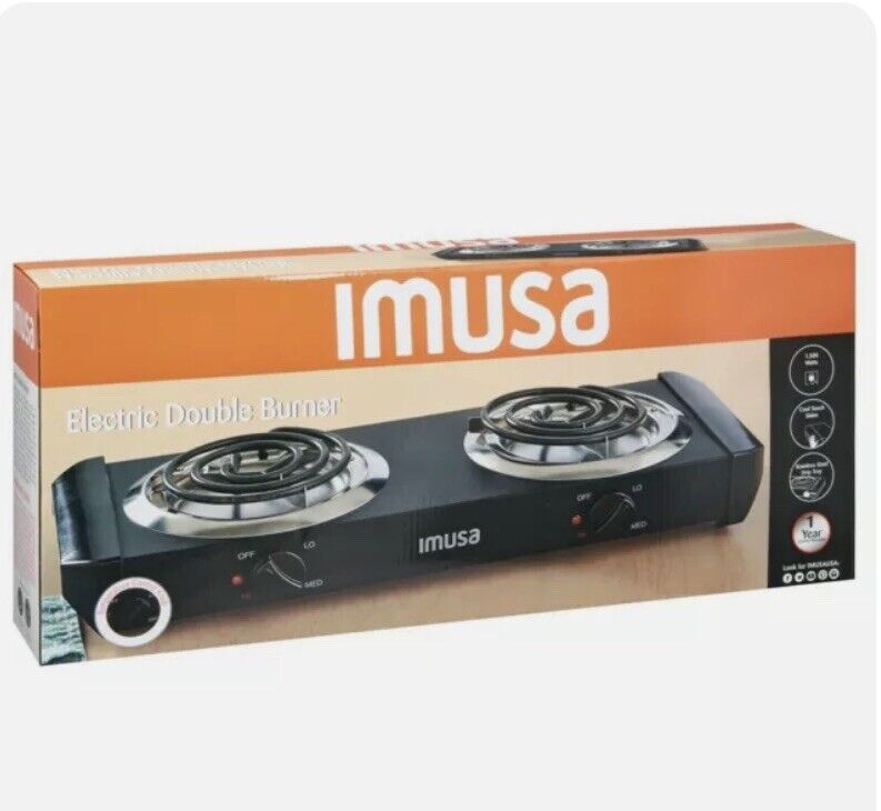IMUSA 1750W Portable Electric Double Burner - Black Damaged Box - Fresh Stock Dated February 2026