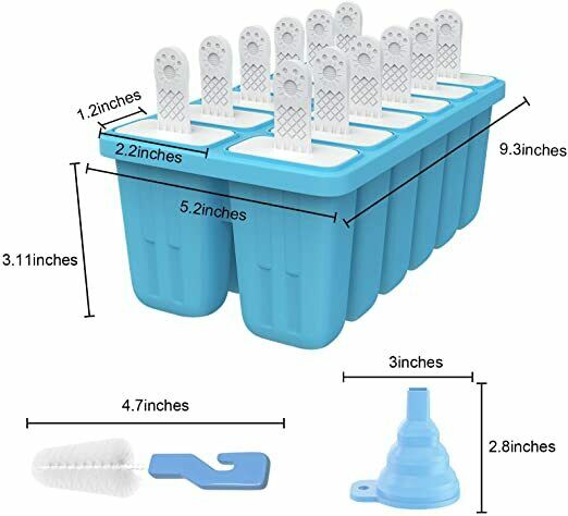 12 Cavities Popsicle Molds, Reusable Silicone Popsicle Molds, Easy Release - Fresh Stock Dated February 2026