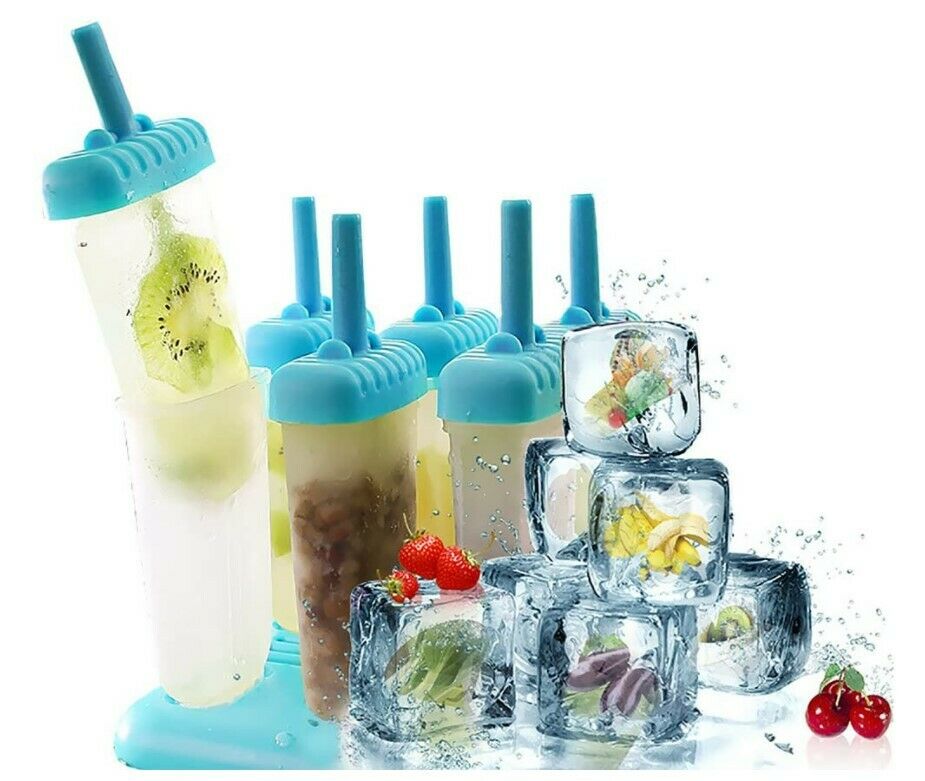 Juego de 6-12 moldes reutilizables de silicona para paletas heladas - Fresh Stock Dated February 2026