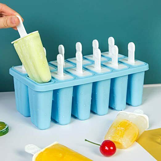 12 Cavities Popsicle Molds, Reusable Silicone Popsicle Molds, Easy Release - Fresh Stock Dated February 2026