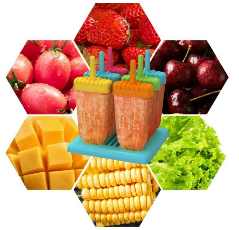 Juego de 6-12 moldes reutilizables de silicona para paletas heladas - Fresh Stock Dated February 2026