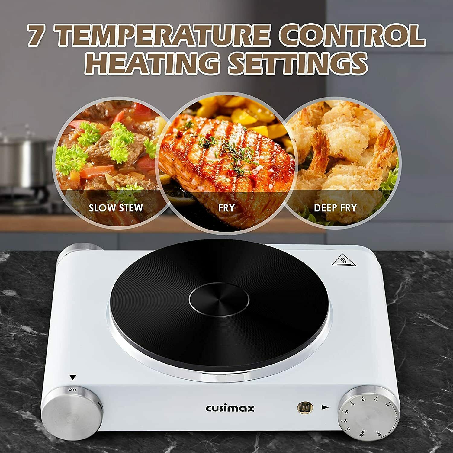 Hot Plate, CUSIMAX Electric Hot Plate 1500W Hot Plates for Cooking Single Burner - Fresh Stock Dated February 2026