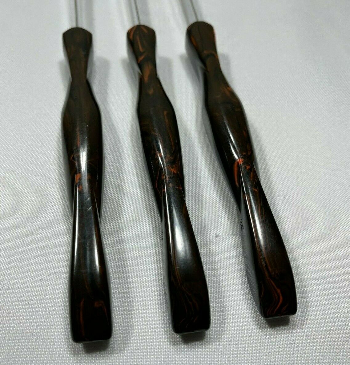 VTG Cutco Table Steak Knives set of 3 #1759 D82 Dark Brown Orange Marbling - Fresh Stock Dated January 2026