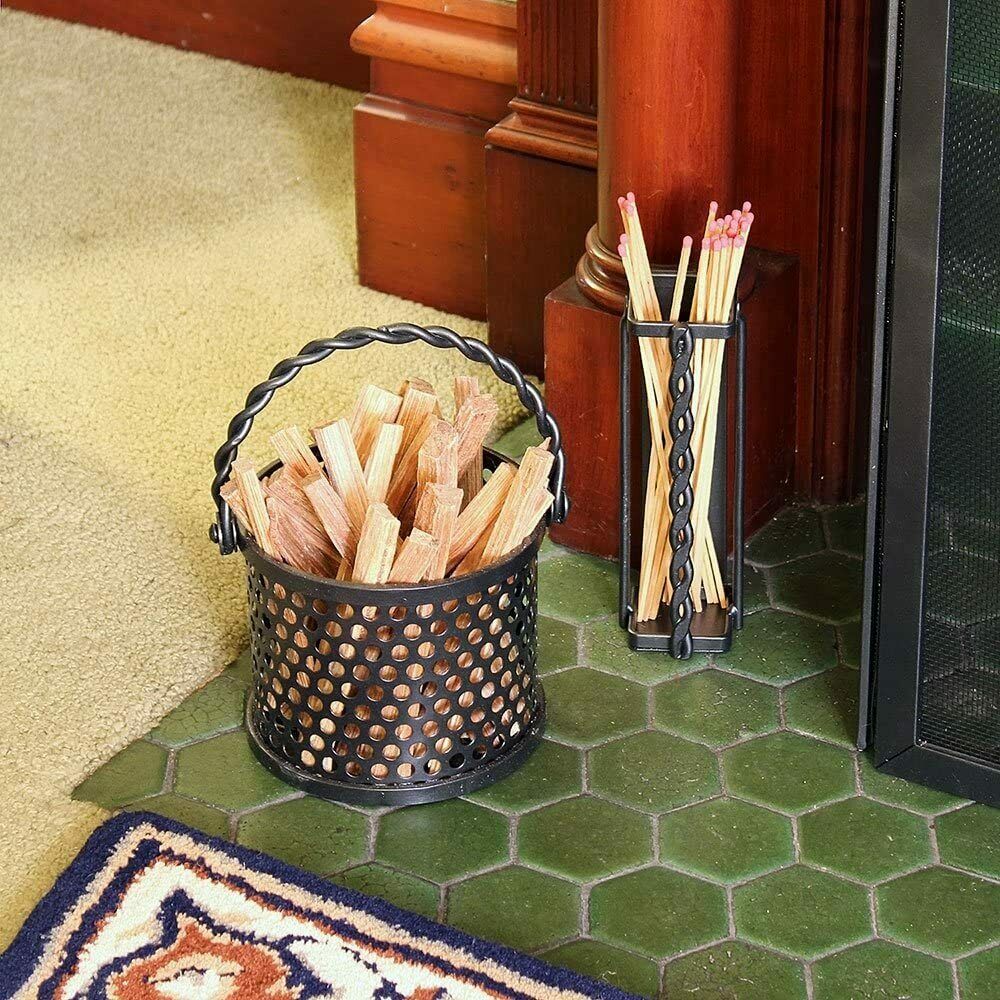 Minuteman International Twisted Ropr fatwood Holder Basket Caddy, Graphite - Fresh Stock Dated January 2026