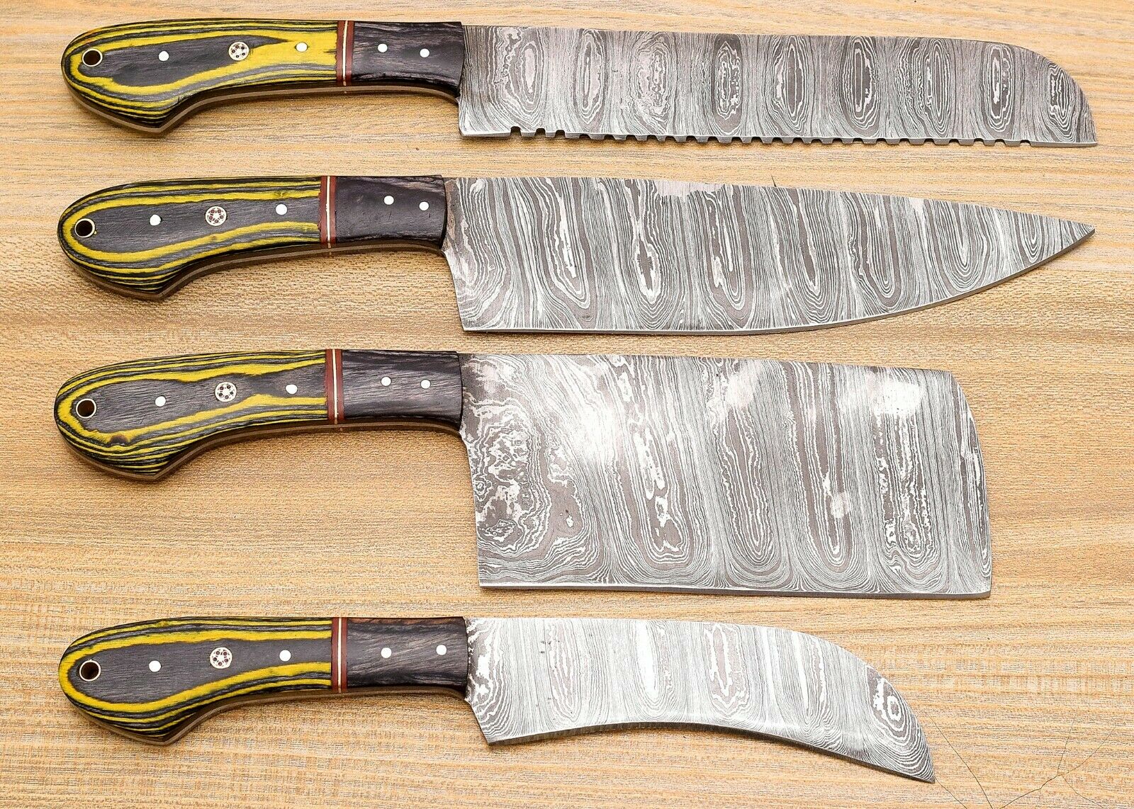 Custom Handmade Damascus chef Knife Set | Kitchen Knife set Of 4 Pieces - Fresh Stock Dated January 2026