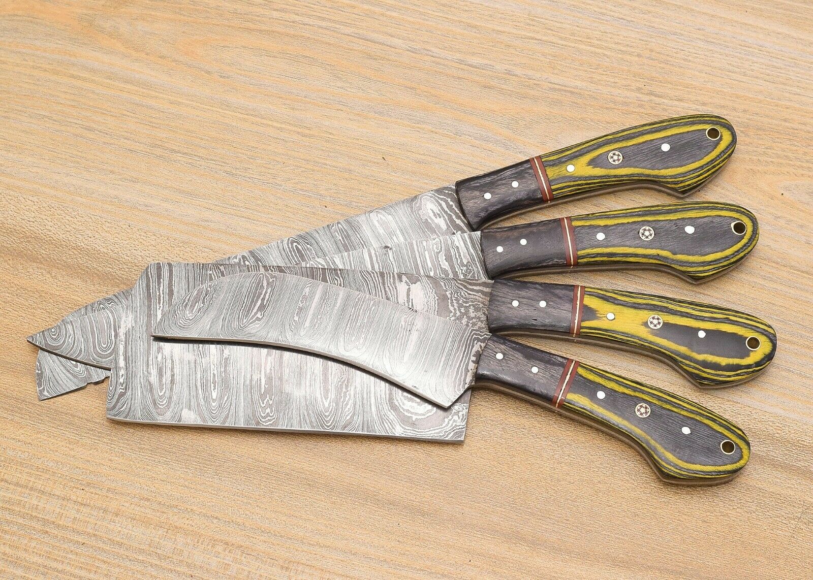 Custom Handmade Damascus chef Knife Set | Kitchen Knife set Of 4 Pieces - Fresh Stock Dated January 2026