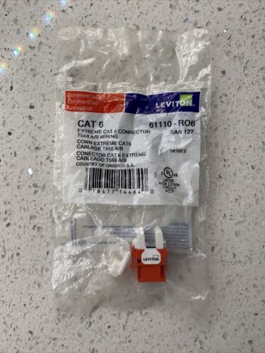 Qty 6 Leviton 161110-R06 Extreme Cat6 Connector Modular Jack, Orange - Fresh Stock Dated December 2025