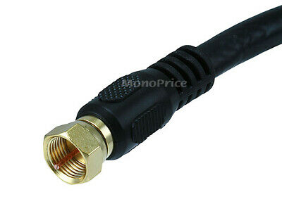 Monoprice 1.5ft RG6 (18AWG) 75Ohm, Quad Shield, CL2 Coaxial Cable with F Type C - Fresh Stock Dated December 2025