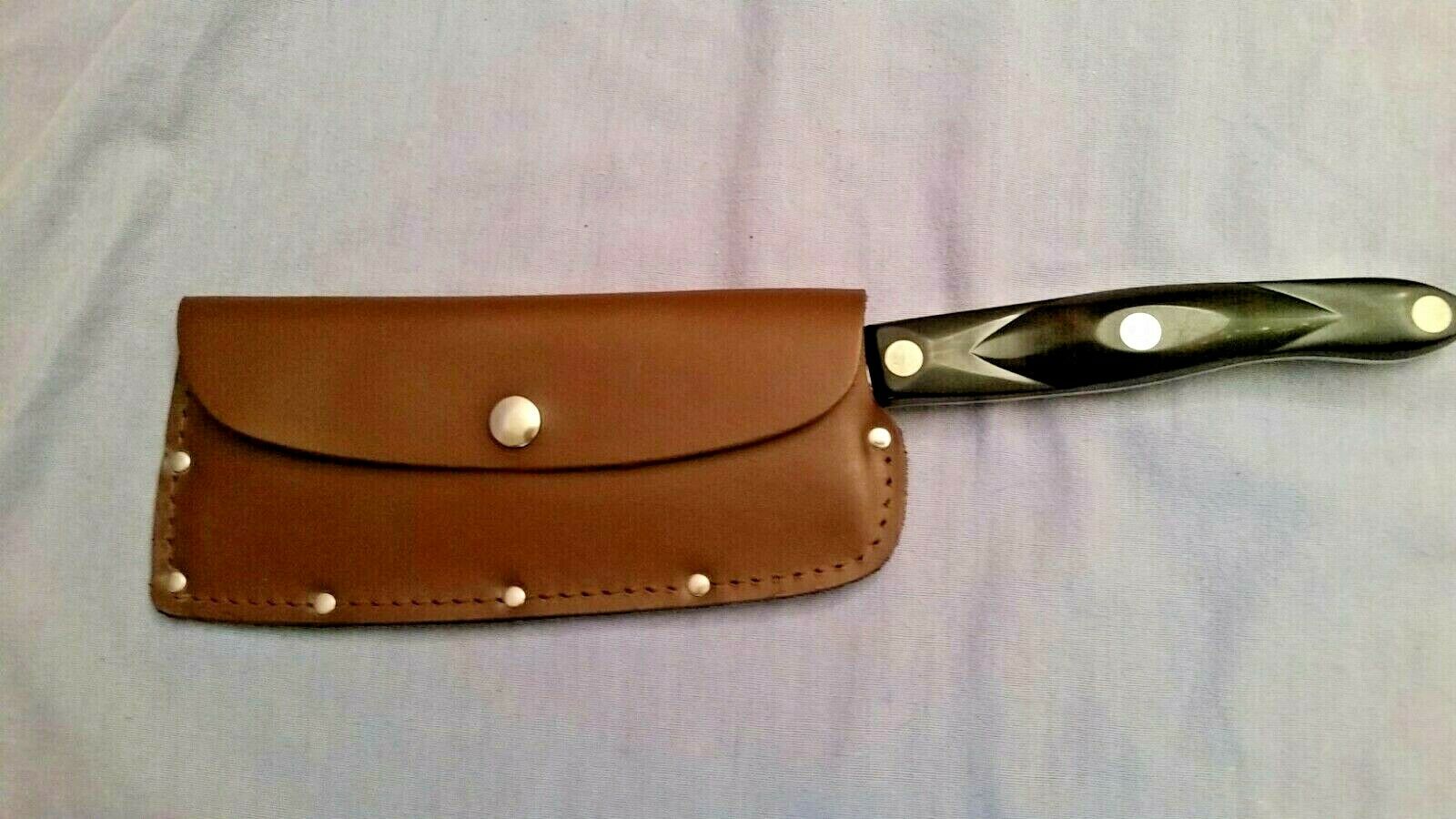Cutco 1737 KD Cleaver, leather sheath, made in USA, sharp! High Carbon Stainless - Fresh Stock Dated February 2026