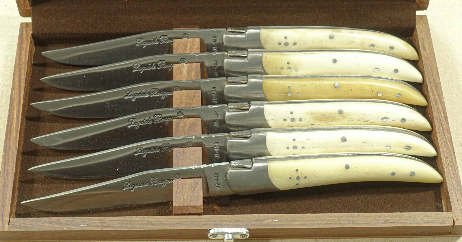 Set of 6 French Laguiole handle steak knives - Fresh Stock Dated January 2026