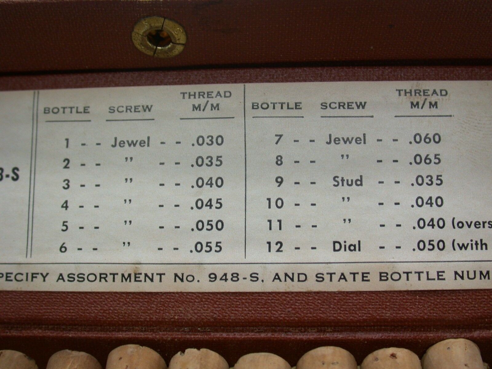 Vintage Jewel, Dial & Stud Screws Watch Repair Parts Asst. No. 948-S .030 - .050 - Fresh Stock Dated December 2025