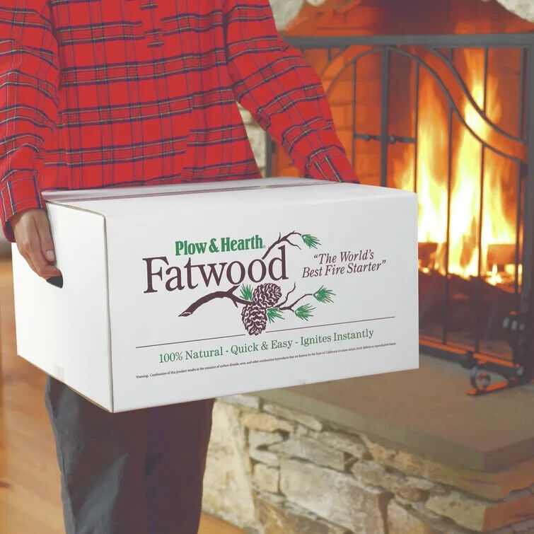 Plow & Hearth Fatwood Fire Starter 25 lb. Box - Fresh Stock Dated December 2025