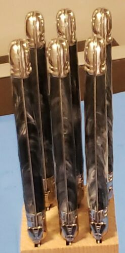 Laguiole Jean Dubose Steak Knives Set of 6. Dark Blue and White Handles. Signed - Fresh Stock Dated January 2026