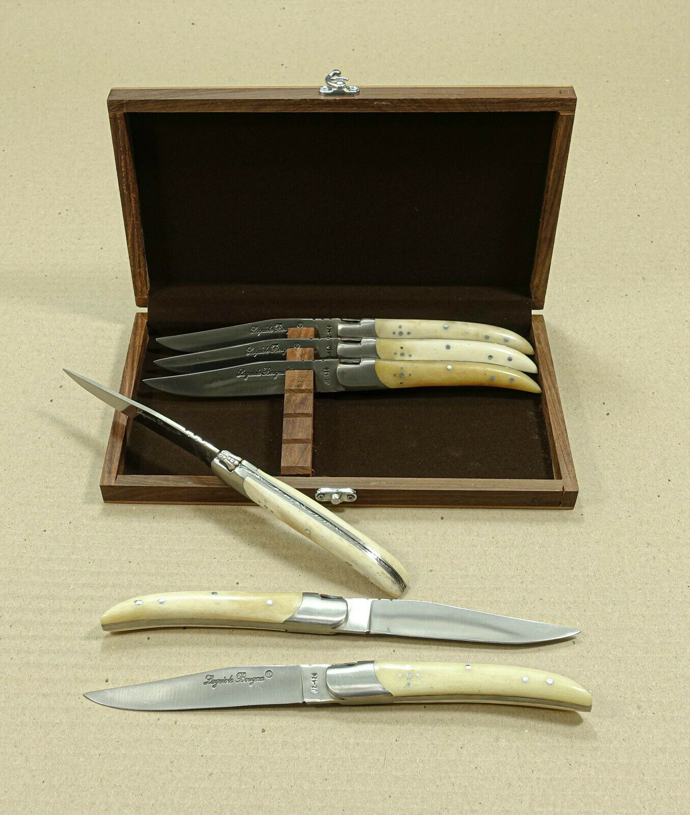 Set of 6 French Laguiole handle steak knives - Fresh Stock Dated January 2026
