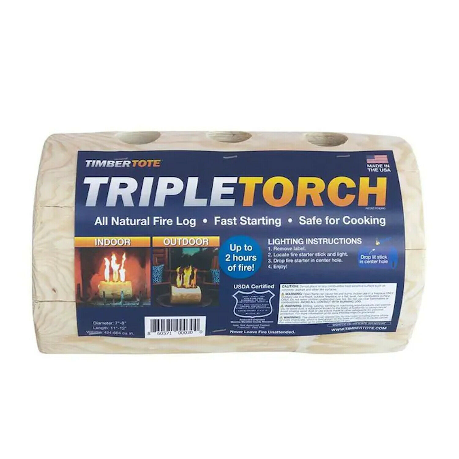 TimberTote TripleTorch Natural Fire Log indoor/outdoor - Fresh Stock Dated December 2025
