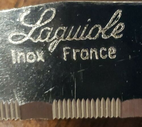 Laguiole Jean Dubose Steak Knives Set of 6. Dark Blue and White Handles. Signed - Fresh Stock Dated January 2026