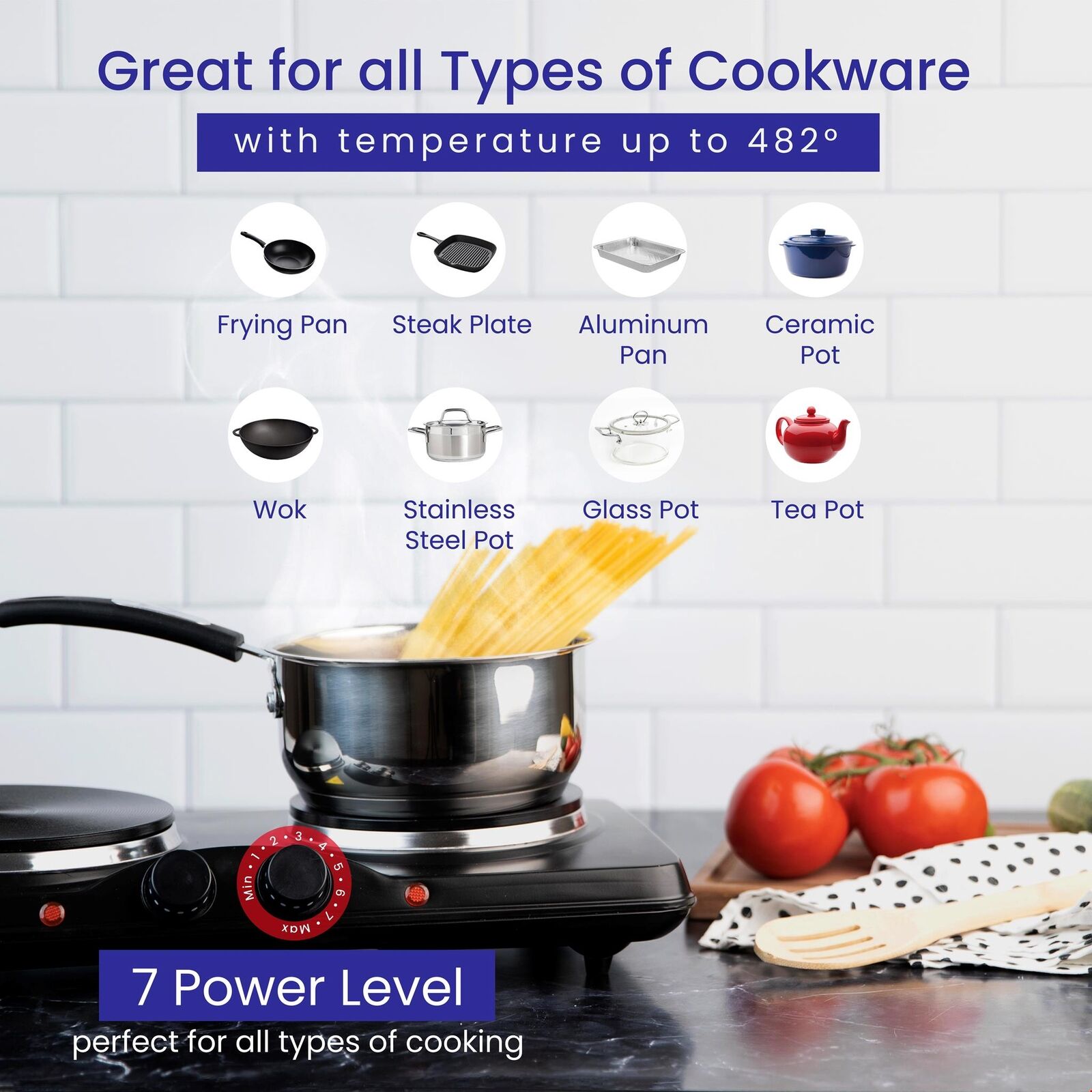 Cheftek 1700W Dual Electric Stove 6'' & 7.5’’in Cooktop Plates With 2 Burners - Fresh Stock Dated February 2026