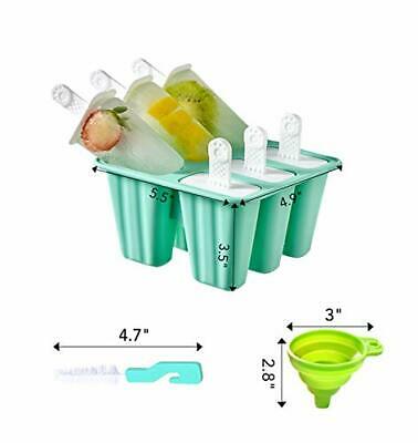 Popsicle Molds 6 Pieces Silicone Reusable Ice Pop 6 pieces with 9 sticks-green - Fresh Stock Dated February 2026