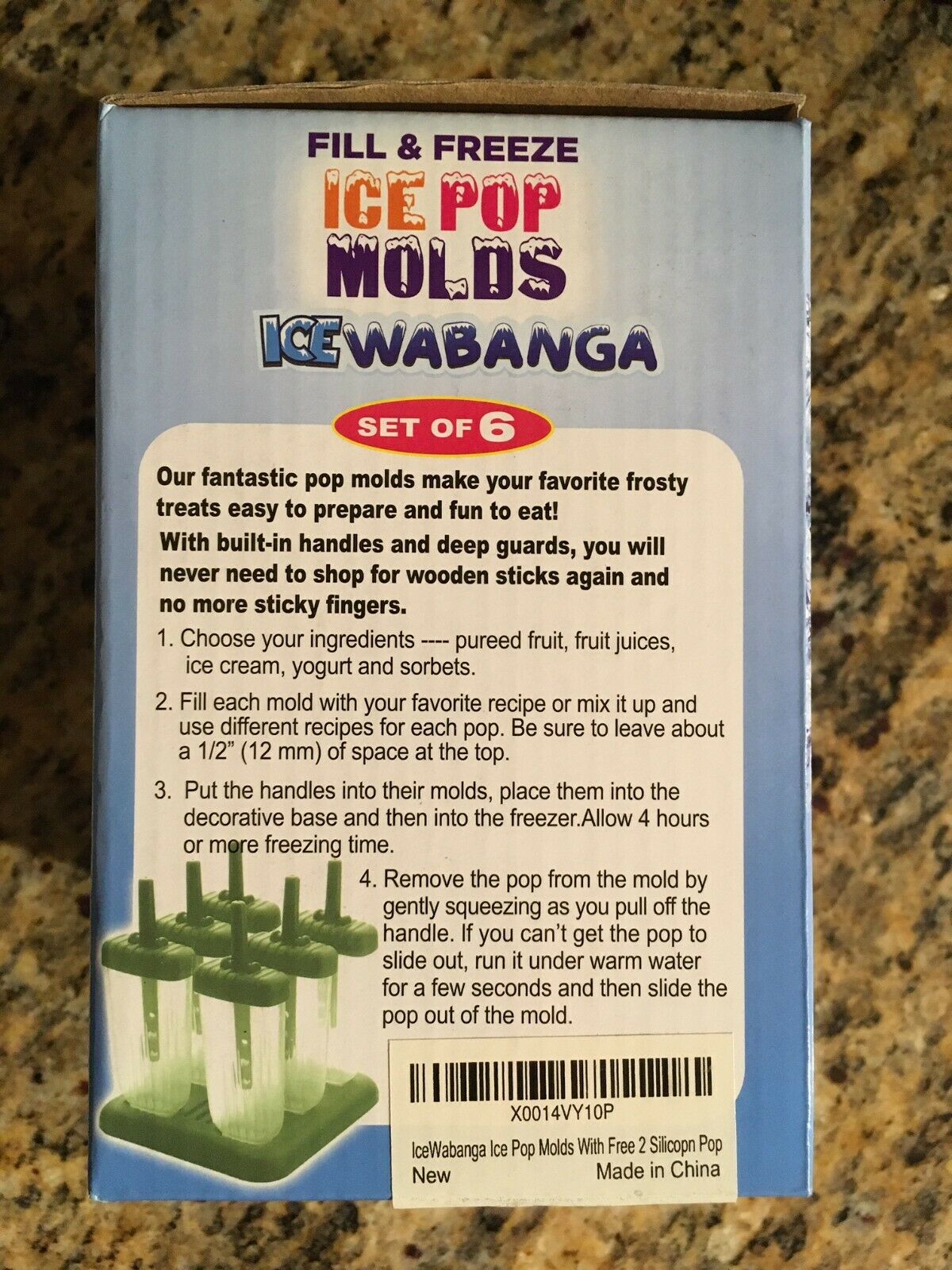 FILL & FREEZE ICE POP Molds - WABANGA brand, set of 6 - BRAND NEW! - Fresh Stock Dated February 2026