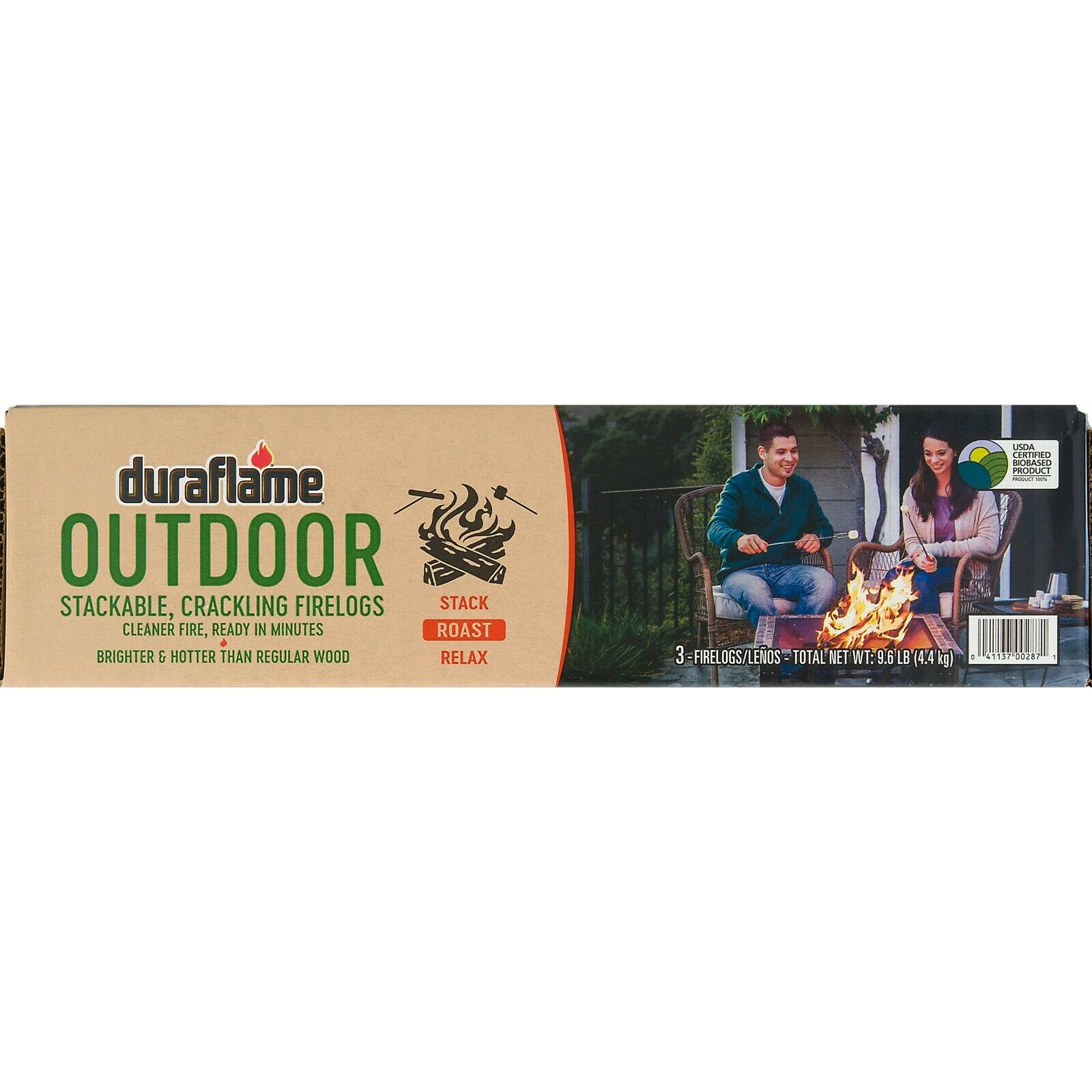 Duraflame Outdoor Crackling Firelogs, Box of 3 Logs for 1 Campfire - Fresh Stock Dated January 2026
