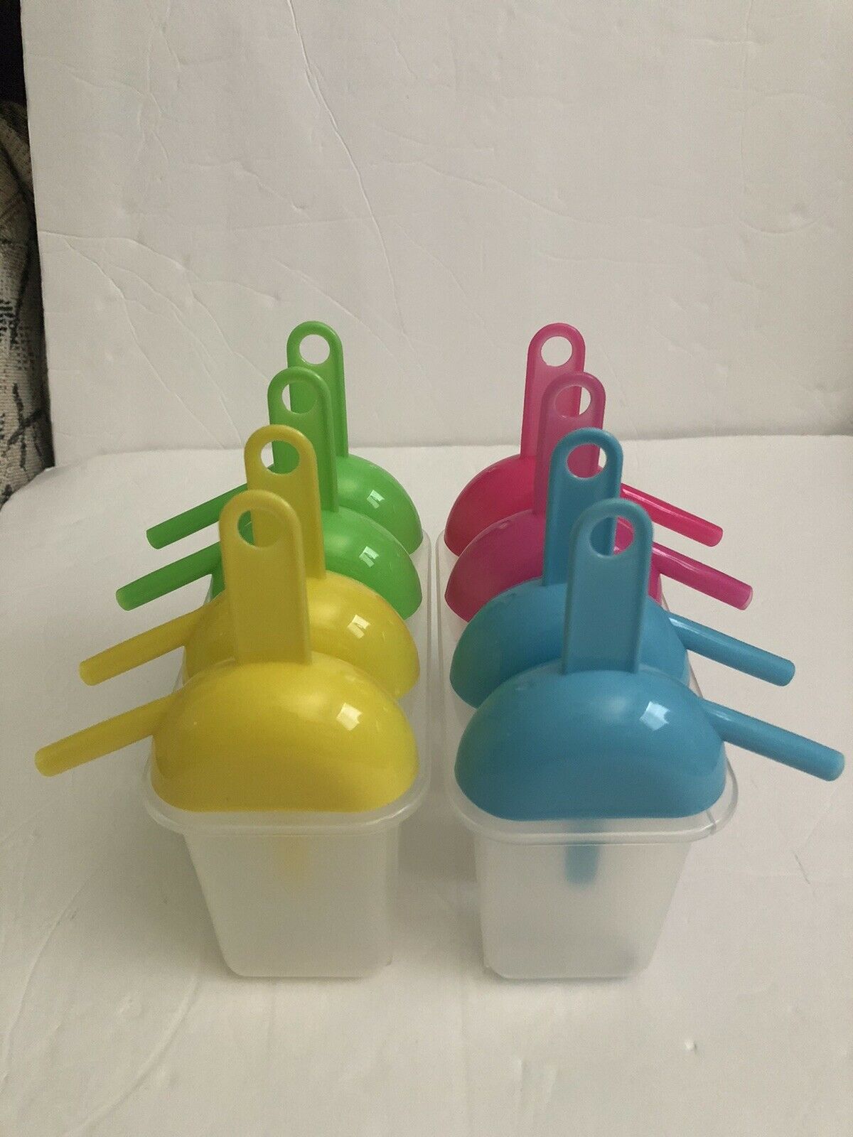 VTG ICE POP MOLD SET-2- W/BRIGHT-MATCHING COLORFUL TOPS PAIRS OF 2 W/ STRAWS - Fresh Stock Dated February 2026