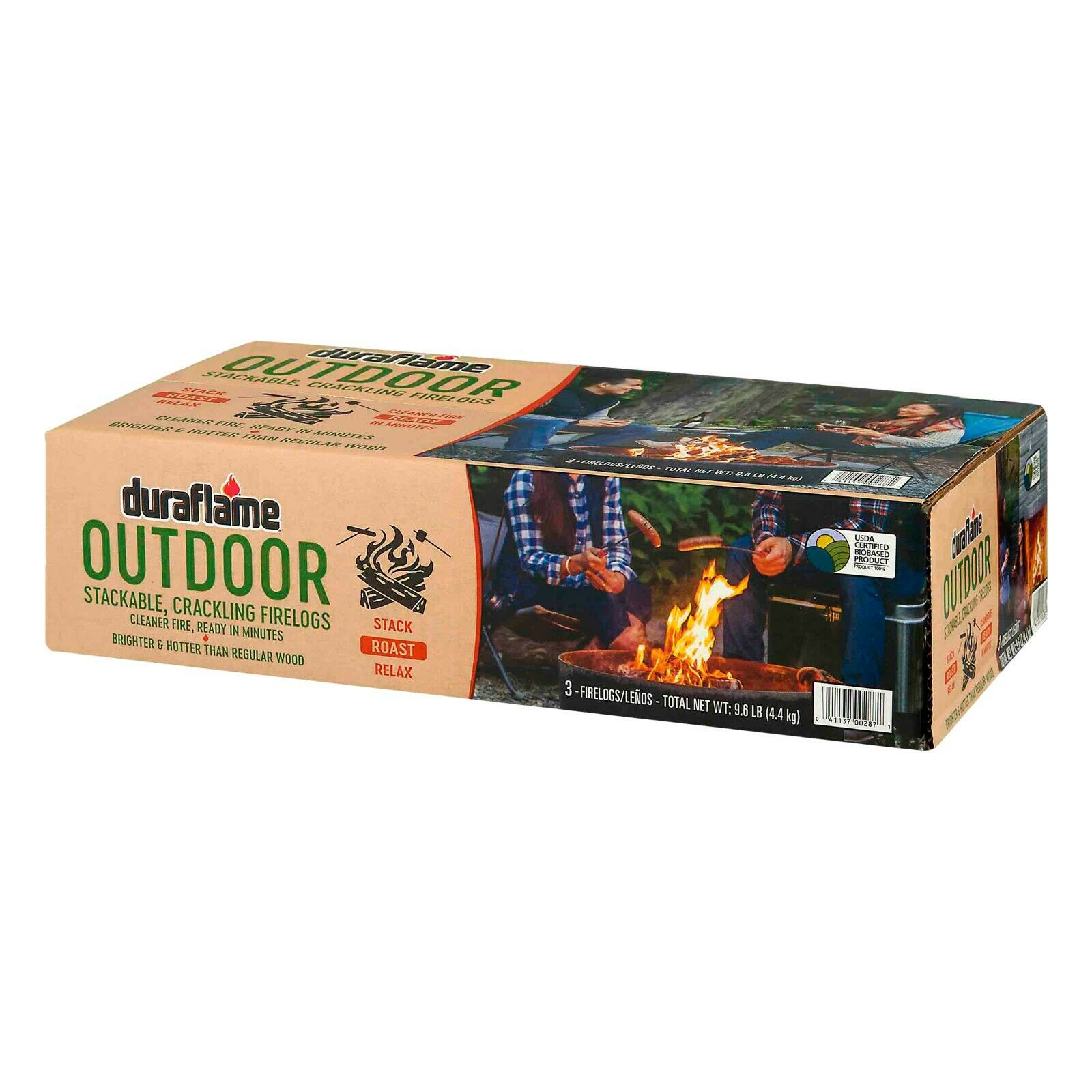 Duraflame Outdoor Crackling Firelogs, Box of 3 Logs for 1 Campfire - Fresh Stock Dated January 2026