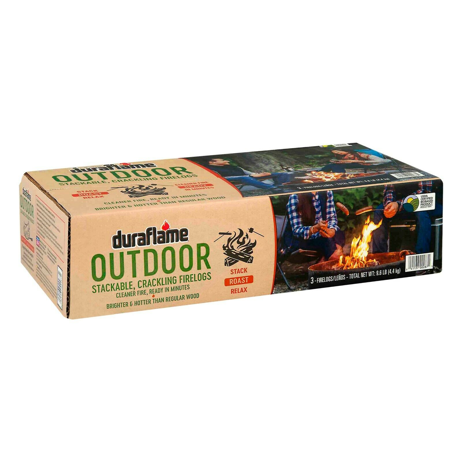 Duraflame Outdoor Crackling Firelogs, Box of 3 Logs for 1 Campfire - Fresh Stock Dated January 2026