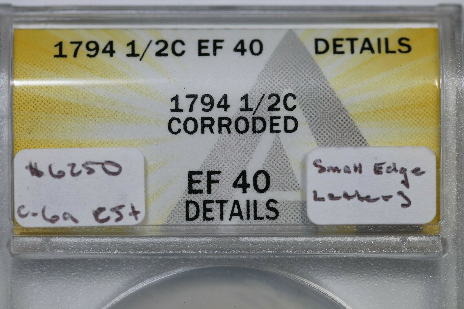 1794 C-6a R-5+ ANACS EF 40 Details Sm Edge Lett Liberty Cap Half Cent Coin 1/2c - Fresh Stock Dated December 2025