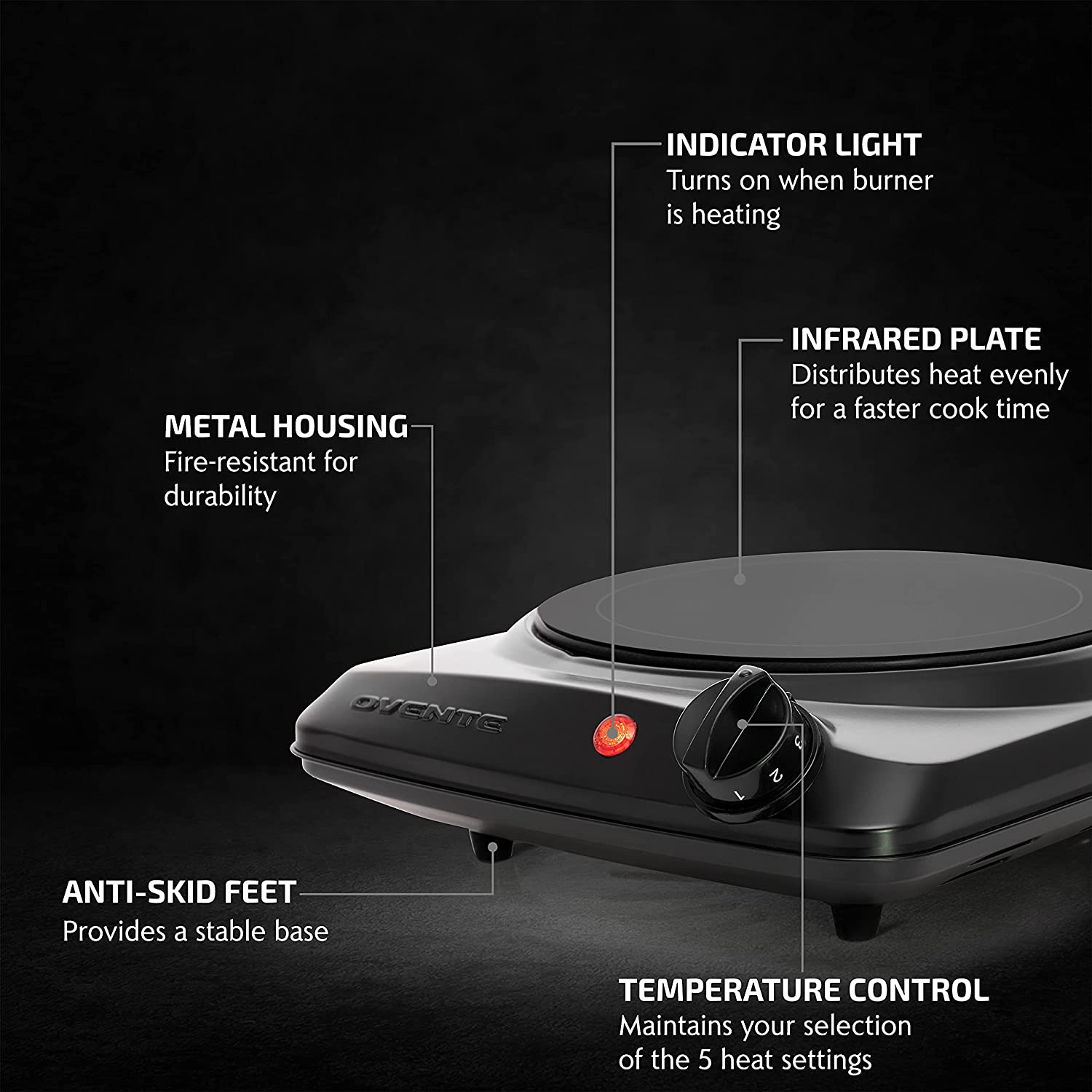 Electric Single Infrared Burner 7 Inch Ceramic Glass Hot Plate Cooktop with 5 Le - Fresh Stock Dated February 2026