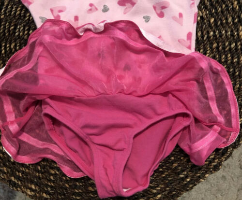 JACQUES MORET Girls 4T Sparkle Hearts Pink Tutu Skirted Ballet Leotard - Fresh Stock Dated December 2025