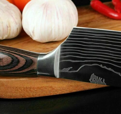 7'' Stainless Kitchen Knife Cleaver Steel Japanese Damascus Style Chef's Knife - Fresh Stock Dated January 2026