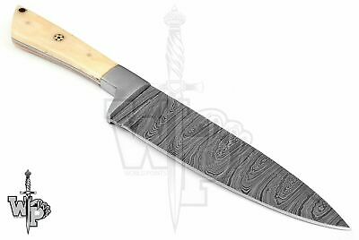 WP-KNIVES CUSTOM MADE DAMASCUS BLADE CHEF/KITCHEN KNIFE-1-PIECE With Sheath - Fresh Stock Dated January 2026