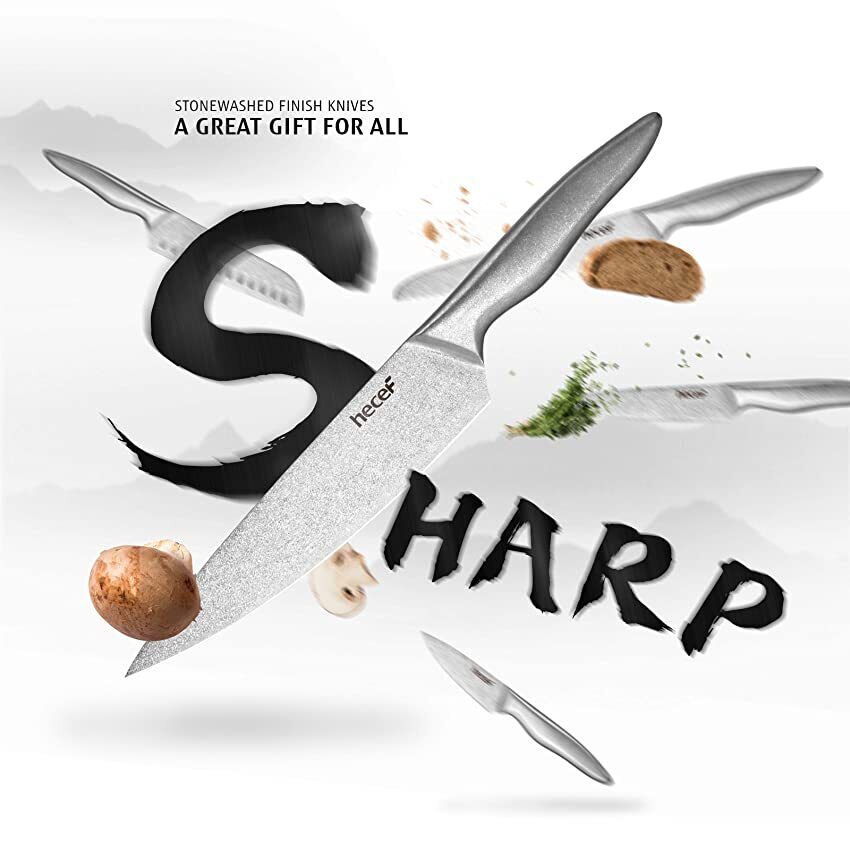 5 Pcs Knife Set for Kitchen with Sheaths Very Sharp German Stainless Steel Knife - Fresh Stock Dated February 2026