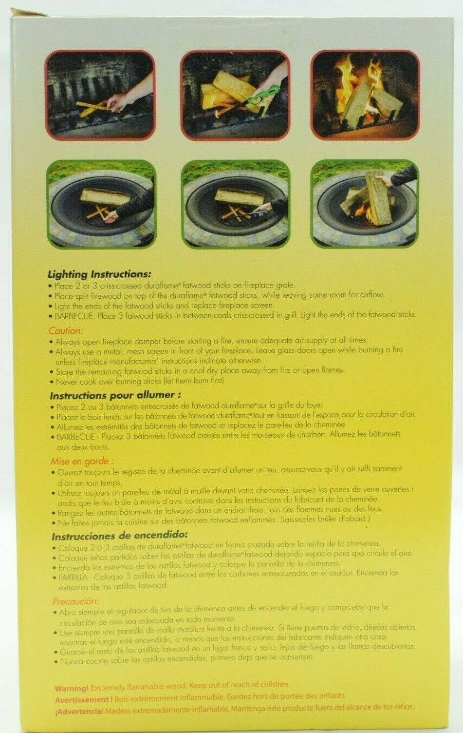 Duraflame Fatwood Kindling Sticks, 100% Natural - 5 Boxes, 86.4 cu in each - Fresh Stock Dated January 2026