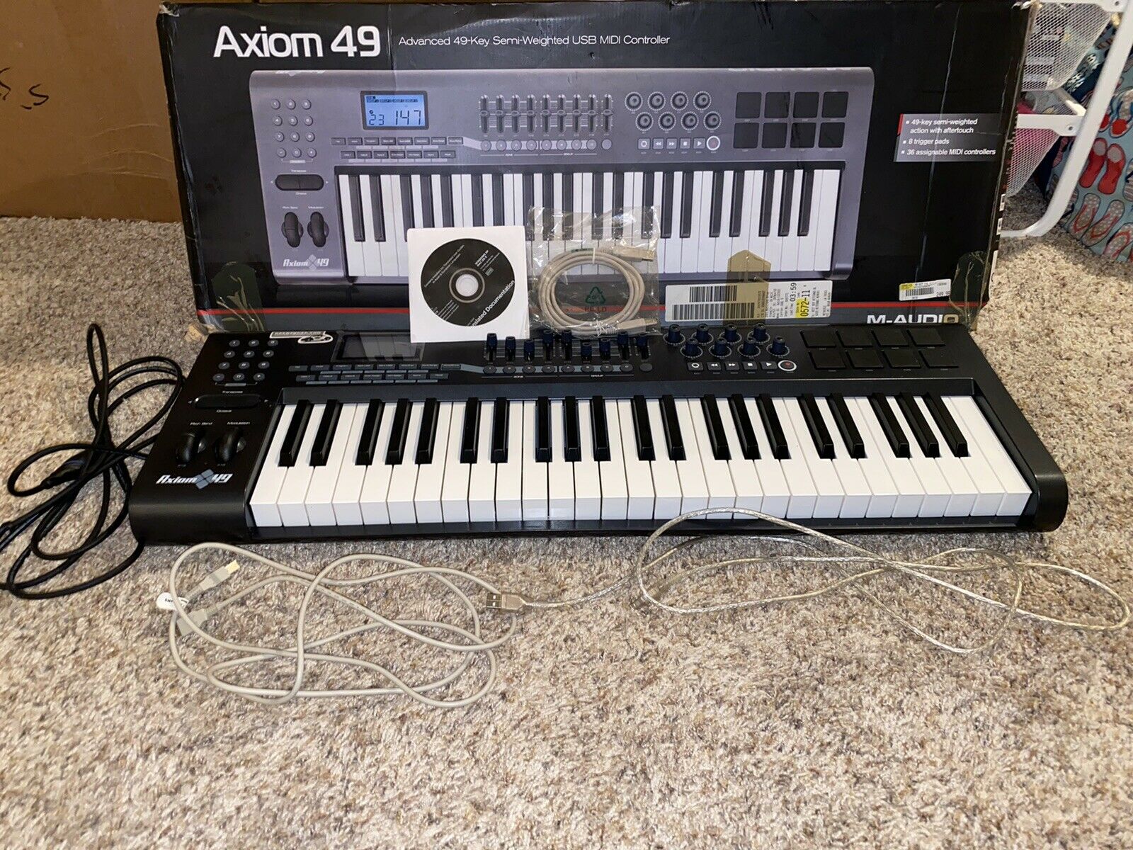 M-Audio Axiom 49 Key Semi Weighted USB MIDI Controller W/ Cables & Box - Fresh Stock Dated December 2025
