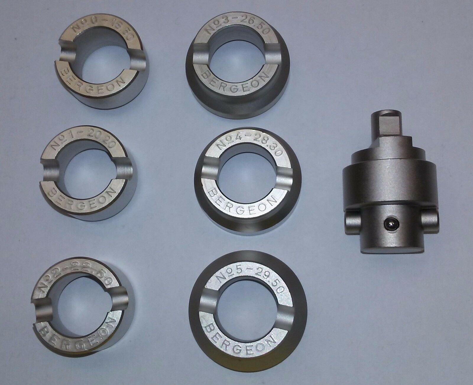 Bergeon Six Chucks with Mounting Adapter for Waterproof Case Opener 5700 - Fresh Stock Dated December 2025
