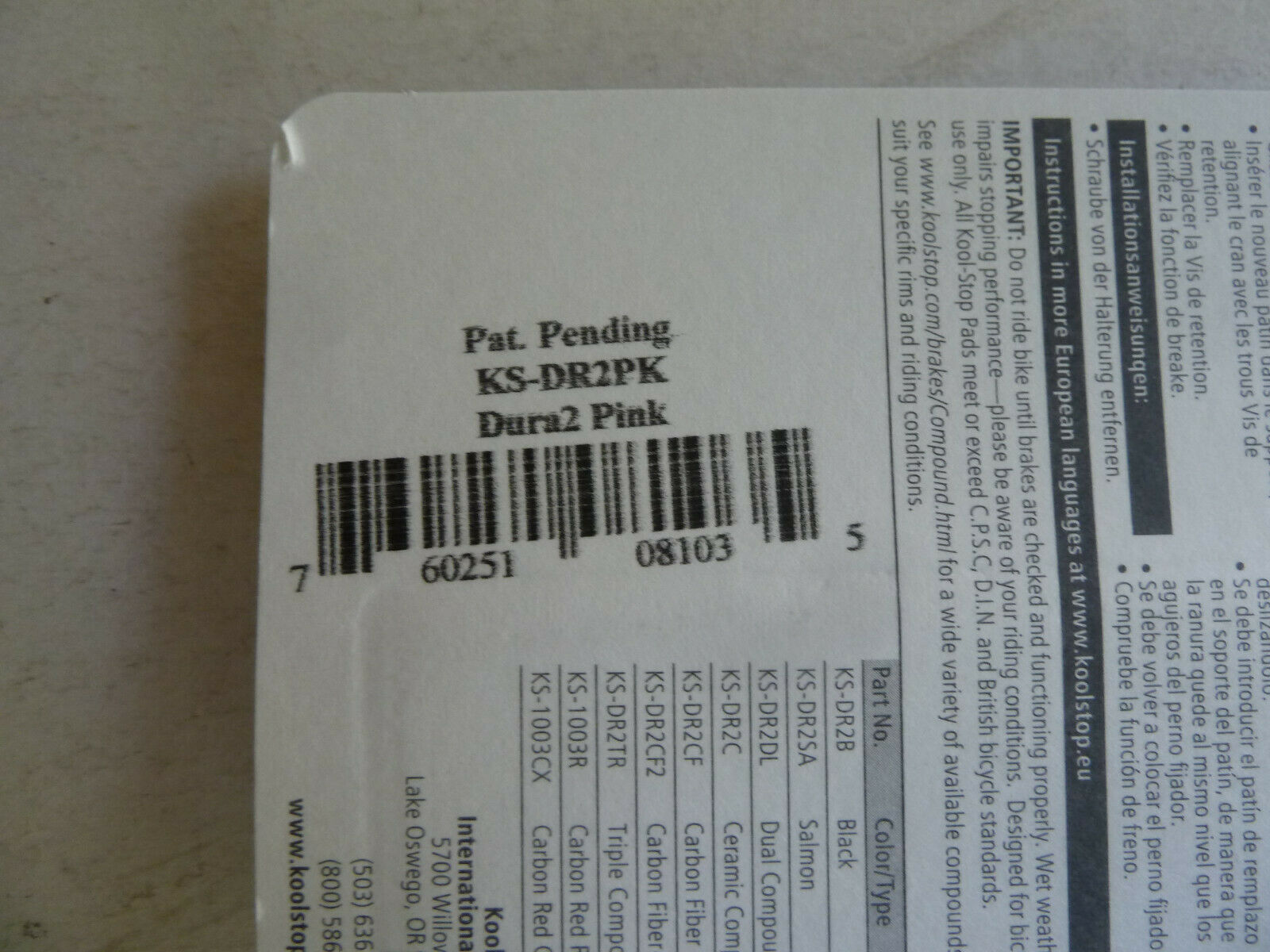 Kool Stop Dura Type brake pad inserts, hot pink, all weather, Shimano - Fresh Stock Dated December 2025